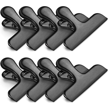 Bag Clips, Heavy Duty Stainless Steel Chip Clips, 8 Pack Food Bags Clamp Great for Kitchen Office to Seal Coffee Bags, Paper Sheets - Pack of 8