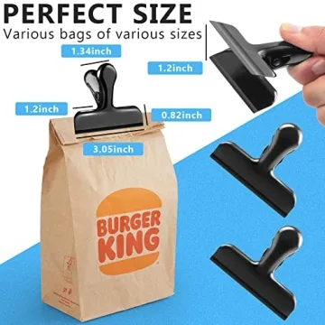 Bag Clips, Heavy Duty Stainless Steel Chip Clips, 8 Pack Food Bags Clamp Great for Kitchen Office to Seal Coffee Bags, Paper Sheets - Pack of 8