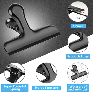 Bag Clips, Heavy Duty Stainless Steel Chip Clips, 8 Pack Food Bags Clamp Great for Kitchen Office to Seal Coffee Bags, Paper Sheets - Pack of 8