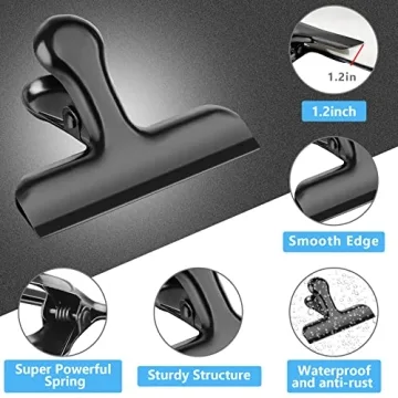 Bag Clips, Heavy Duty Stainless Steel Chip Clips, 8 Pack Food Bags Clamp Great for Kitchen Office to Seal Coffee Bags, Paper Sheets - Pack of 8