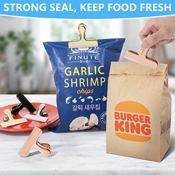 Bag Clips, Heavy Duty Stainless Steel Chip Clips, 8 Pack Food Bags Clamp Great for Kitchen Office to Seal Coffee Bags, Paper Sheets - Pack of 8