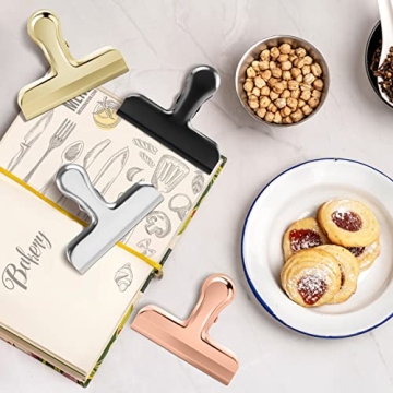 Bag Clips, Heavy Duty Stainless Steel Chip Clips, 8 Pack Food Bags Clamp Great for Kitchen Office to Seal Coffee Bags, Paper Sheets - Pack of 8