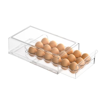 BPA Free Stackable Egg Holder 18 Egg Tray Clear Refrigerator Organizer