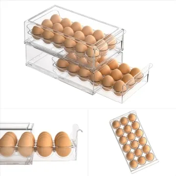 BPA Free Stackable Egg Holder 18 Egg Tray Clear Refrigerator Organizer