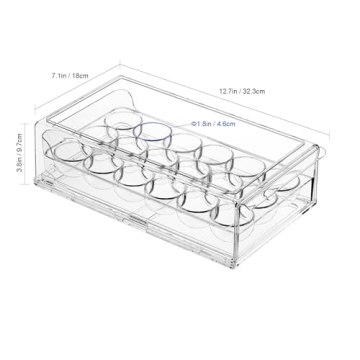 BPA Free Stackable Egg Holder 18 Egg Tray Clear Refrigerator Organizer