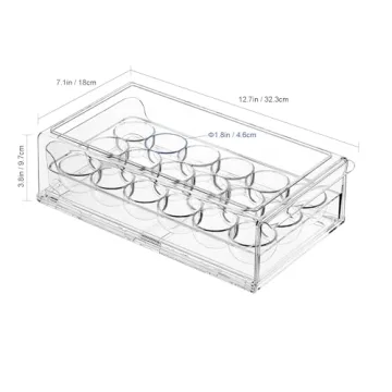 BPA Free Stackable Egg Holder 18 Egg Tray Clear Refrigerator Organizer