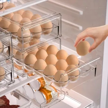 BPA Free Stackable Egg Holder 18 Egg Tray Clear Refrigerator Organizer
