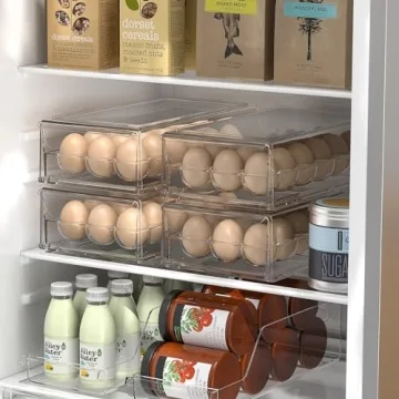 BPA Free Stackable Egg Holder 18 Egg Tray Clear Refrigerator Organizer