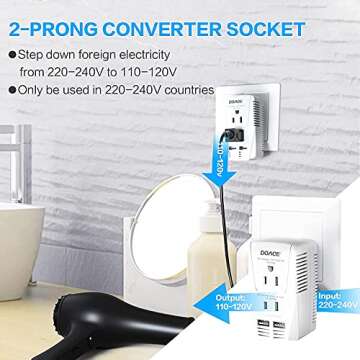 DoAce C11 Travel Voltage Converter for Hair Tools