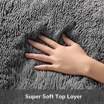 Ophanie 6x9 Area Rugs for Living Room Bedroom, Dark Gray Fluffy Shag Fuzzy Plush Soft Carpets, Floor Shaggy Grey Rug, Home Decor Aesthetic