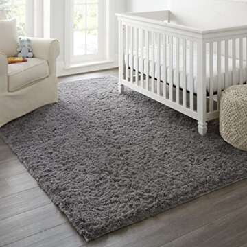 Ophanie 6x9 Area Rugs for Living Room Bedroom, Dark Gray Fluffy Shag Fuzzy Plush Soft Carpets, Floor Shaggy Grey Rug, Home Decor Aesthetic