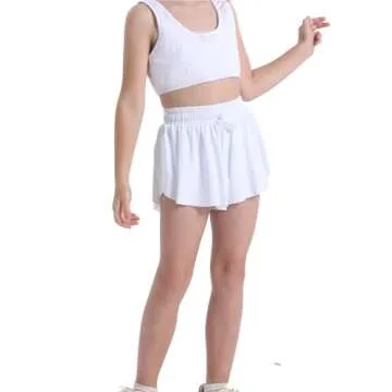 3 Pack Butterfly Flowy Shorts Skirts for Girls Tennis Cheer Stuff Athletic Preppy Running Sports Skirt for Teen Girls（Black, White, Rose red, XS