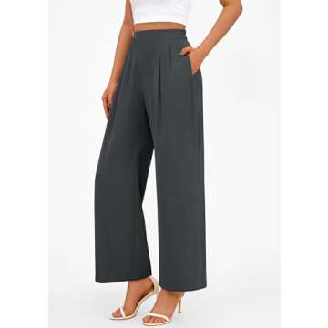 PRETTYGARDEN Women's Wide Leg Pants Dressy High Waisted Business Casual Work Office Suit Palazzo Pant Trousers (Dark Grey,4)