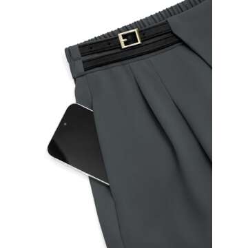 PRETTYGARDEN Women's Wide Leg Pants Dressy High Waisted Business Casual Work Office Suit Palazzo Pant Trousers (Dark Grey,4)