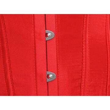 Blidece Women's Lace Up Boned Bustier Corset Top Sexy Lingerie Sets Red Satin Waist Cincher S
