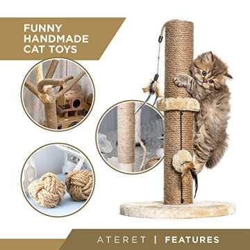 ATERET 3/8 Inch by 100-Feet Sisal Rope I Natural Fiber Twisted Sisal Rope I Multipurpose, Lightweight, Weather-Resistant Rope for Indoor/Outdoor Use, Rugs, Marine, and DIY Projects (1-Pack)