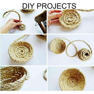 ATERET 3/8 Inch by 100-Feet Sisal Rope I Natural Fiber Twisted Sisal Rope I Multipurpose, Lightweight, Weather-Resistant Rope for Indoor/Outdoor Use, Rugs, Marine, and DIY Projects (1-Pack)