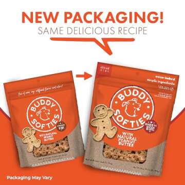 Buddy Biscuits Softies 6 oz Pouch, Soft & Chewy, Natural Peanut Butter Flavor Dog Treats, Oven Baked...