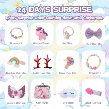 Advent Calendar 2024 Girls - Unicorn Gifts for Girl 24 Days Xmas Count Down Box, Countdown Calendar Surprises Gifts for Daughter and Granddaughters, Christmas Gifts for Kids Toddlers