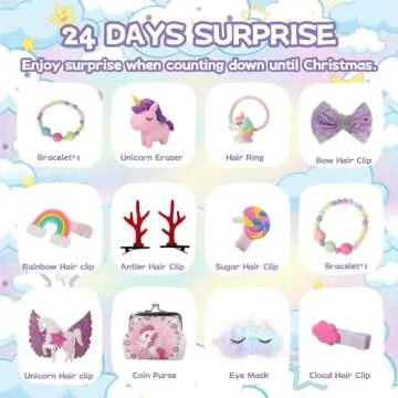 Advent Calendar 2024 Girls - Unicorn Gifts for Girl 24 Days Xmas Count Down Box, Countdown Calendar Surprises Gifts for Daughter and Granddaughters, Christmas Gifts for Kids Toddlers