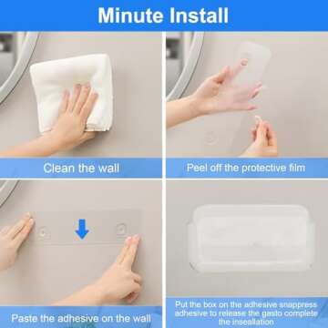 Diesisa Acrylic Wall Mount Organizer, Self Adhesive Organizer for Wall, Shower Caddies Organizer, Adhesive Shelf with Self Adhesive Tape, for Bathroom, Kitchen, Inside of Cabinet Door