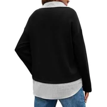 Tankaneo Women’s Long Sleeve Polo Striped Sweatshirt