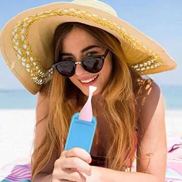 12 Pack Ice Pop Sleeves Popsicle Holders Bags Freeze Pop Holders, Neoprene Fabric, 12 Colors