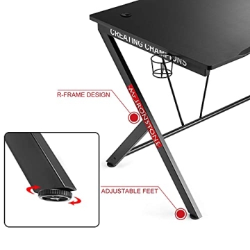 Mr IRONSTONE Deep Gaming Desk for Gamers - Sturdy and Stylish