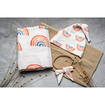 Miaoberry Organic Baby Blanket & Hat Set for Newborns