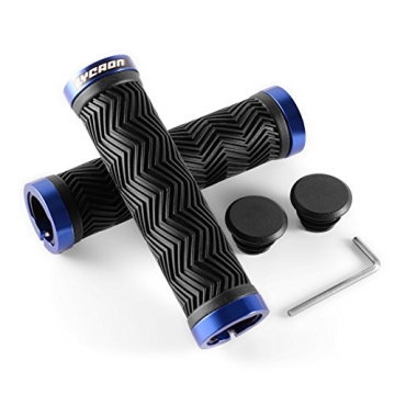 LYCAON Bike Handlebar Grips, Two Sides Locking Non-Slip-Rubber Bicycle Handle Grip with Aluminum All...