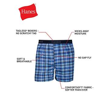 Hanes Men Hanes Men's Tagless Boxers with Exposed Waistband, Assorted Multi-Packs and Colors
