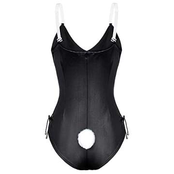 Womens Bunny Costume Girl Bodysuit Anime Role Costume Senpai Cosplay Bodysuit One Piece Stockings Set（Black S