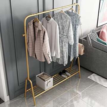 Thick forest Gold Clothing Rack Gold Clothes Rack Gold Garment Rack Shoes Bags Gold Clothes Organizer Storage Shelves