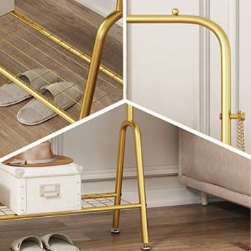 Thick forest Gold Clothing Rack Gold Clothes Rack Gold Garment Rack Shoes Bags Gold Clothes Organizer Storage Shelves