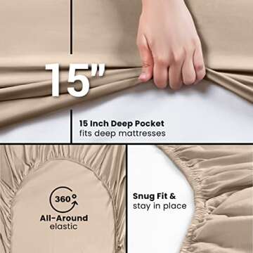 Utopia Bedding King Fitted Sheet - Bottom Sheet - Deep Pocket - Soft Microfiber - Shrinkage and Fade Resistant - Easy Care -1 Fitted Sheet Only (Beige)