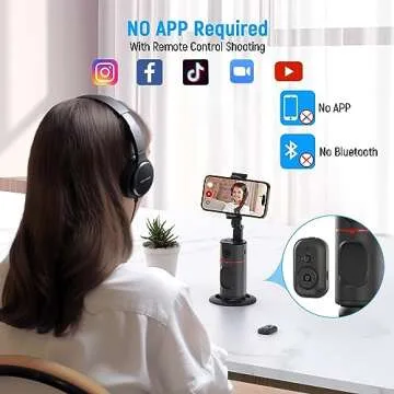 Auto Face Tracking Tripod with Fill Lights, No App Required, 360° Rotation Body Phone Camera Mount with Detachable Remote, Smart Shooting Holder Gesture Control for Live Vlog Streaming Video, Black