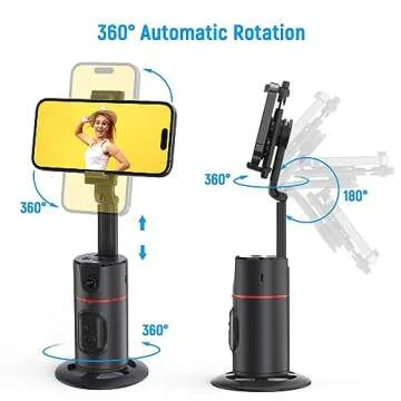 Auto Face Tracking Tripod with Fill Lights, No App Required, 360° Rotation Body Phone Camera Mount with Detachable Remote, Smart Shooting Holder Gesture Control for Live Vlog Streaming Video, Black