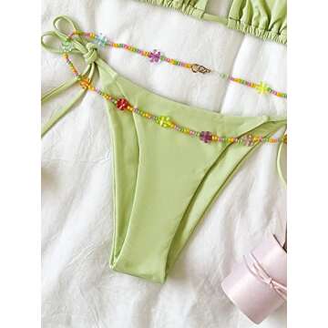 SHENHE Women's 2 Piece Sexy Bikini Sets Halter Tie Side Triangle Swimsuits S Mint Green