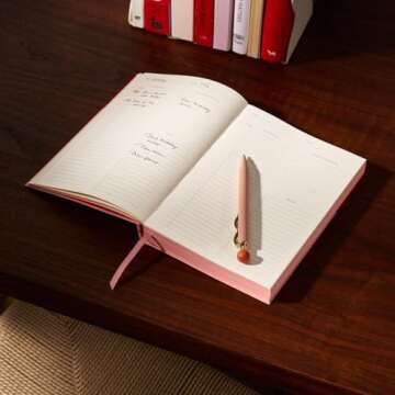 Papier Undated Daily Planner - Pink, 8.46"L x 6.02"W | Hardback Cover Notebook Diary, Write Personal & Work To-Do Lists & Organize Priorities | Includes Day Per Page Checklist, Monthly Views & Gridded Notes Pages