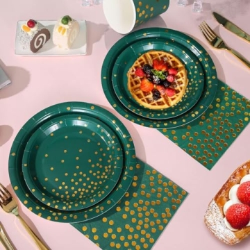 JOYOCEAN Party Supplies - Green and Gold Elegance