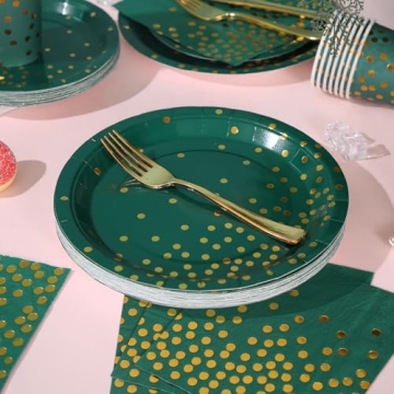 JOYOCEAN Party Supplies - Green and Gold Elegance