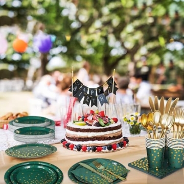 JOYOCEAN Party Supplies - Green and Gold Elegance