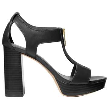 Michael Kors Women's Berkley Mid Sandal, Black, 8.5