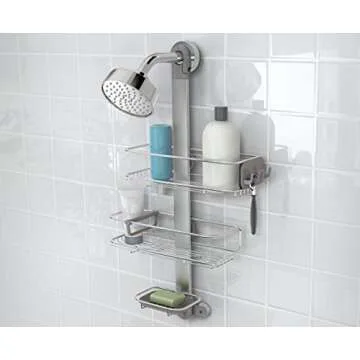 simplehuman Adjustable Shower Caddy, Stainless Steel and Anodized Aluminum