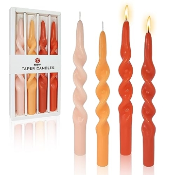 FCMSHAMD Handmade Thanksgiving Spiral Taper Candles - Unscented Long Candles Colored Wax Twisted Can...