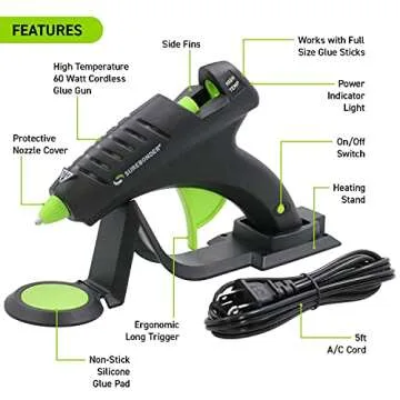 Surebonder Cordless Hot Glue Gun, High Temperature, Full Size, 60W, 50% More Power & Other Strong Materials (Specialty Series CL-800F) & DT-50 All Temperature 50 Glue Sticks, 4-Inch