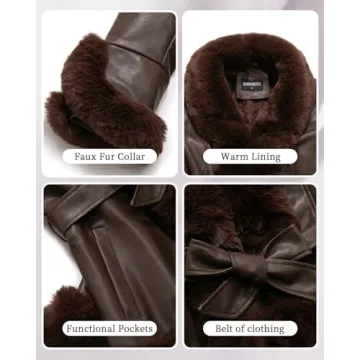 GRAN ORIENTE Faux Leather Women Jacket with Fur Collar