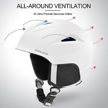 Odoland Snowboard Helmet, Ski Helmet with Ski Goggles for Adults, Durable PC Shell & EPS Foam, Safety Snow Helmets Goggles for Men Women Youth, White, M