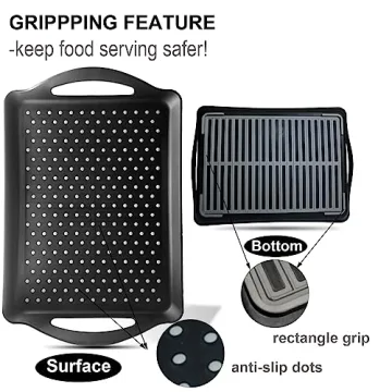 ECOIOU Non-Slip Food Serving Tray with Handles - 2-Pack