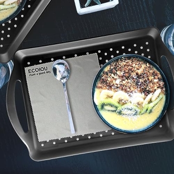 ECOIOU Non-Slip Food Serving Tray with Handles - 2-Pack